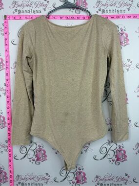 Mango bodysuit sparkly Metallic Gold Long Sleeve Bodysuit